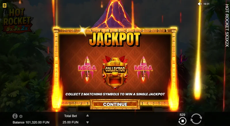 Hot Rocket 5x 3x 2x – Jackpot Spins paleidimas su raketos-kolektoriaus centre